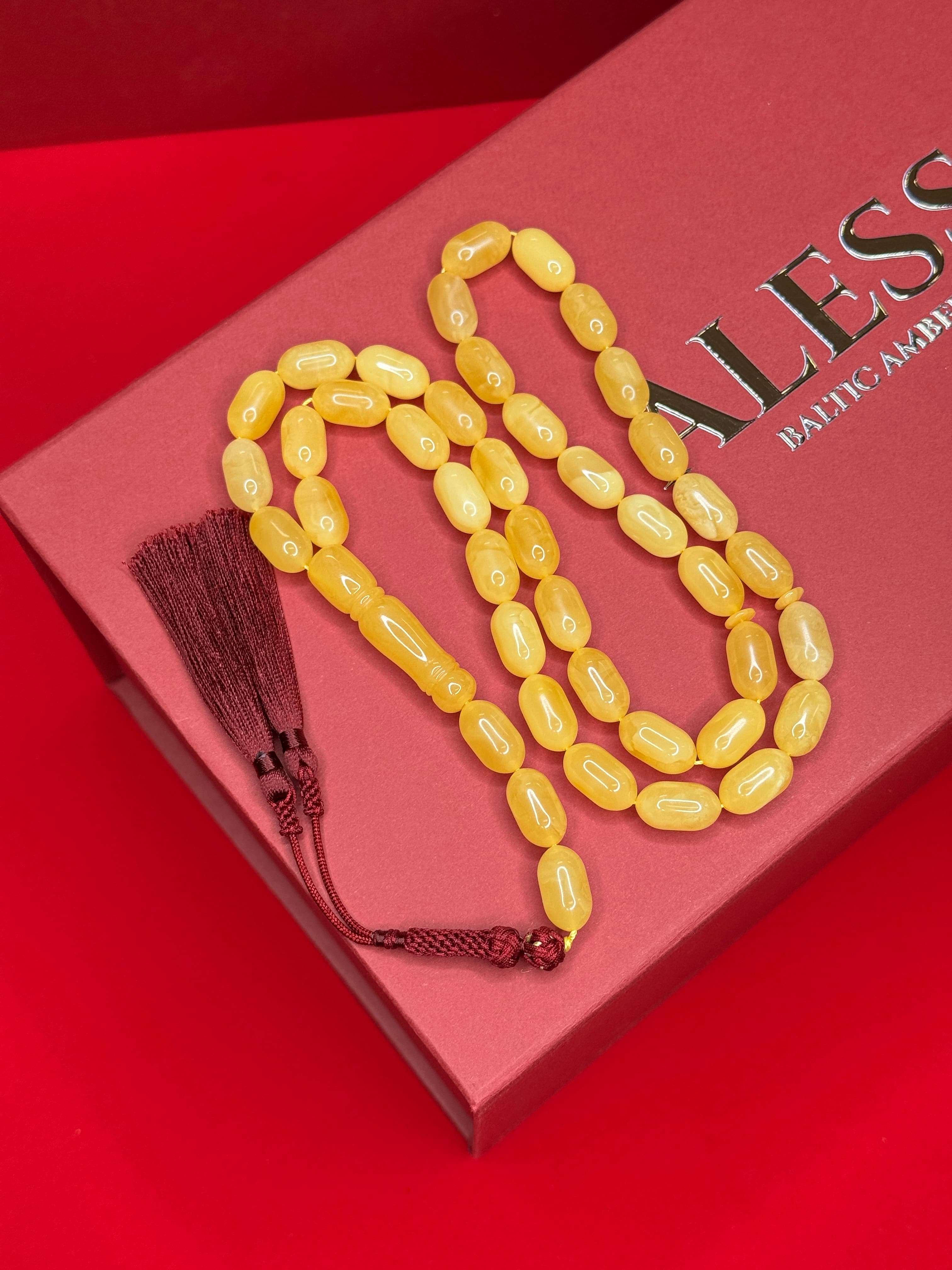 Mango Barrel Rosary, 39 Beads, 15/9 mm, 39g - Baltic Amber - 1