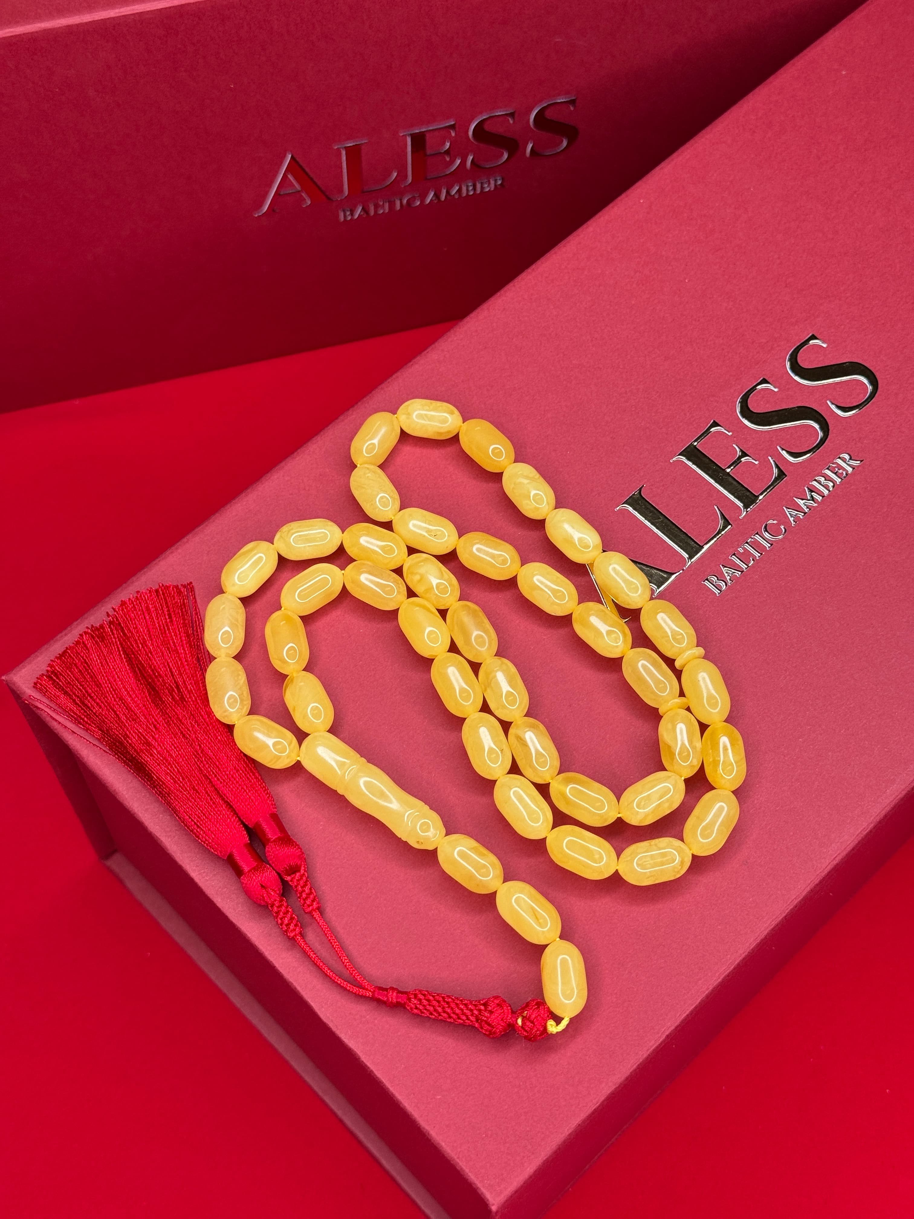 Mango Barrel Rosary, 39 Beads, 16/9 mm, 39g - Baltic Amber - 1